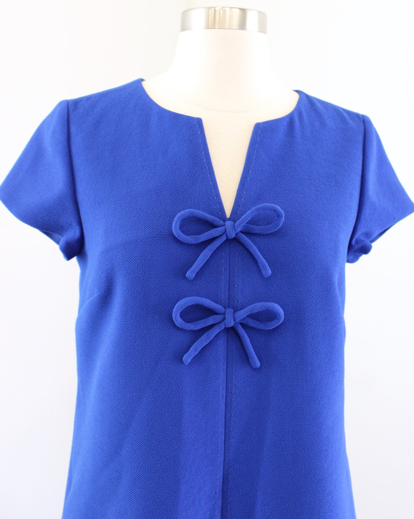 J Crew Royal Blue Bow Accent Presentation Shift Dress Size 2 Cap Sleeve