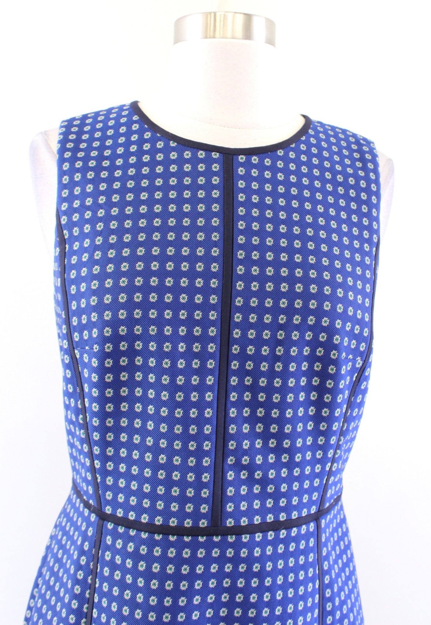 J Crew Blue Paneled Sheath Dress Foulard Print Size 4 Geometric Medallion Career