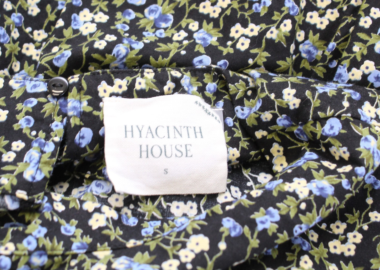 New Hyacinth House Tuckernuck Quinn Black Blue Floral Tiered Mini Shift Dress S