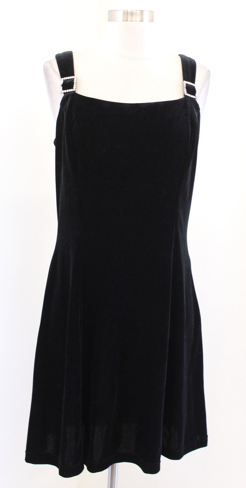 Vtg 90s Black Velvet Mesh Open Back Cocktail Party Dress Size 10 A Line LBD