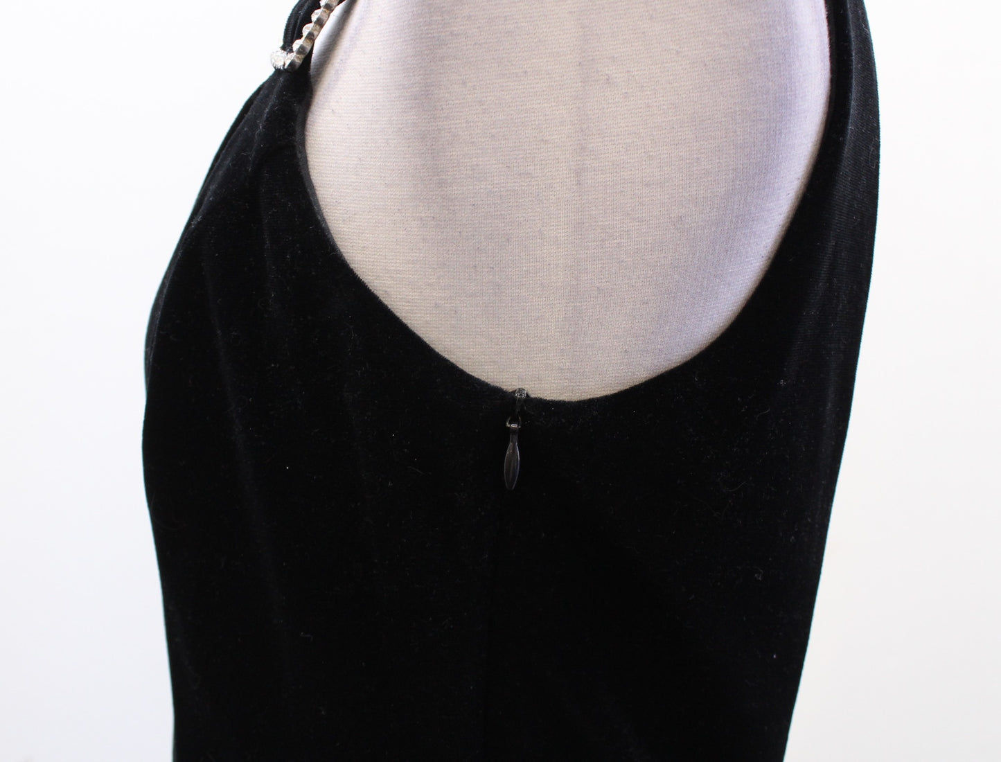 Vtg 90s Black Velvet Mesh Open Back Cocktail Party Dress Size 10 A Line LBD