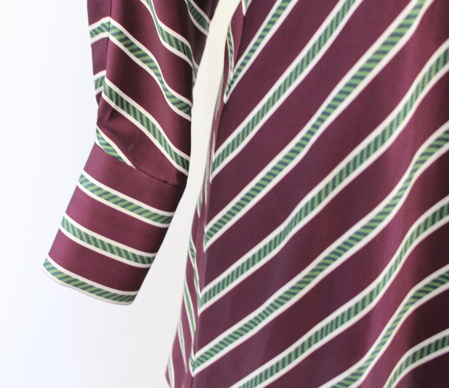 Alexis Tena Burgundy Green Striped Plunge V Neck Long Sleeve Mini Dress Size XS
