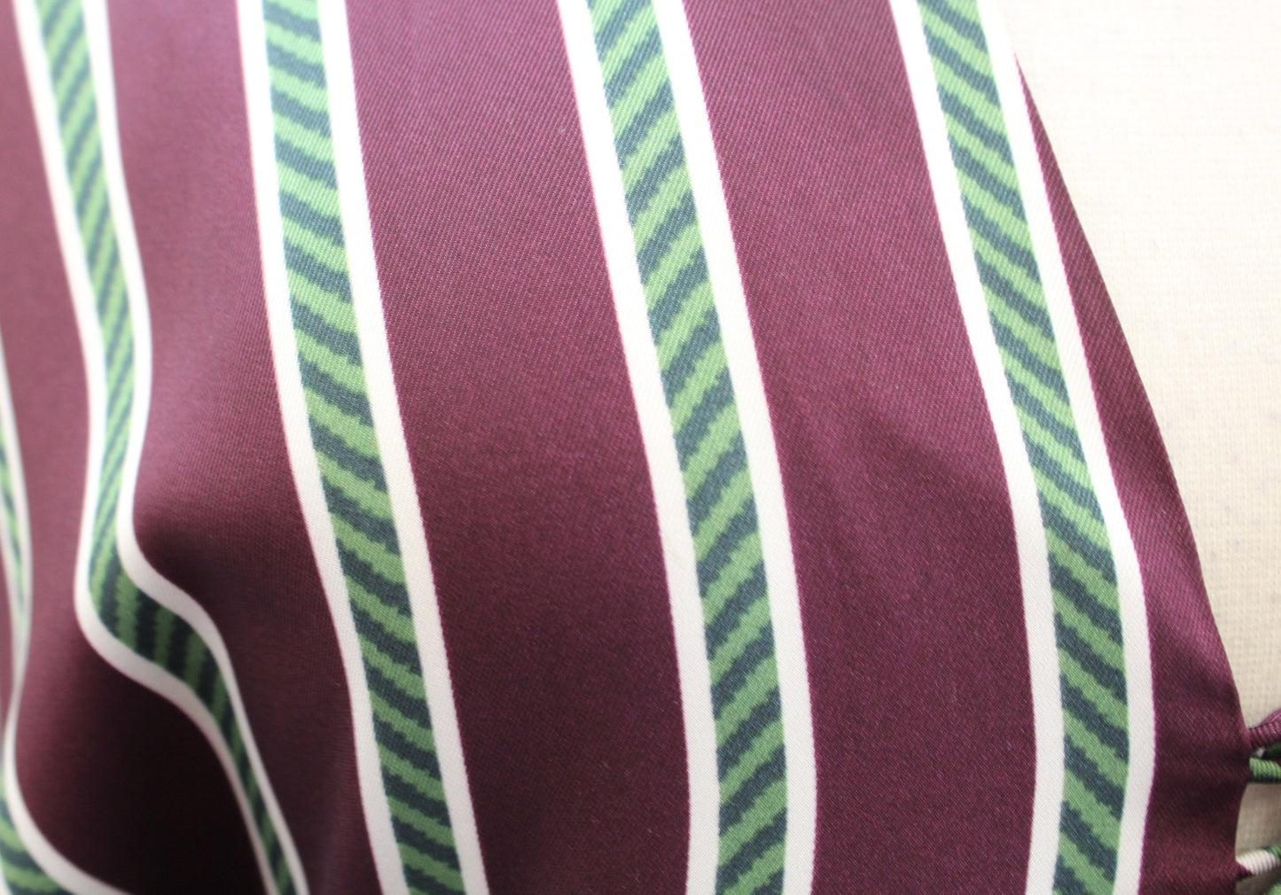 Alexis Tena Burgundy Green Striped Plunge V Neck Long Sleeve Mini Dress Size XS