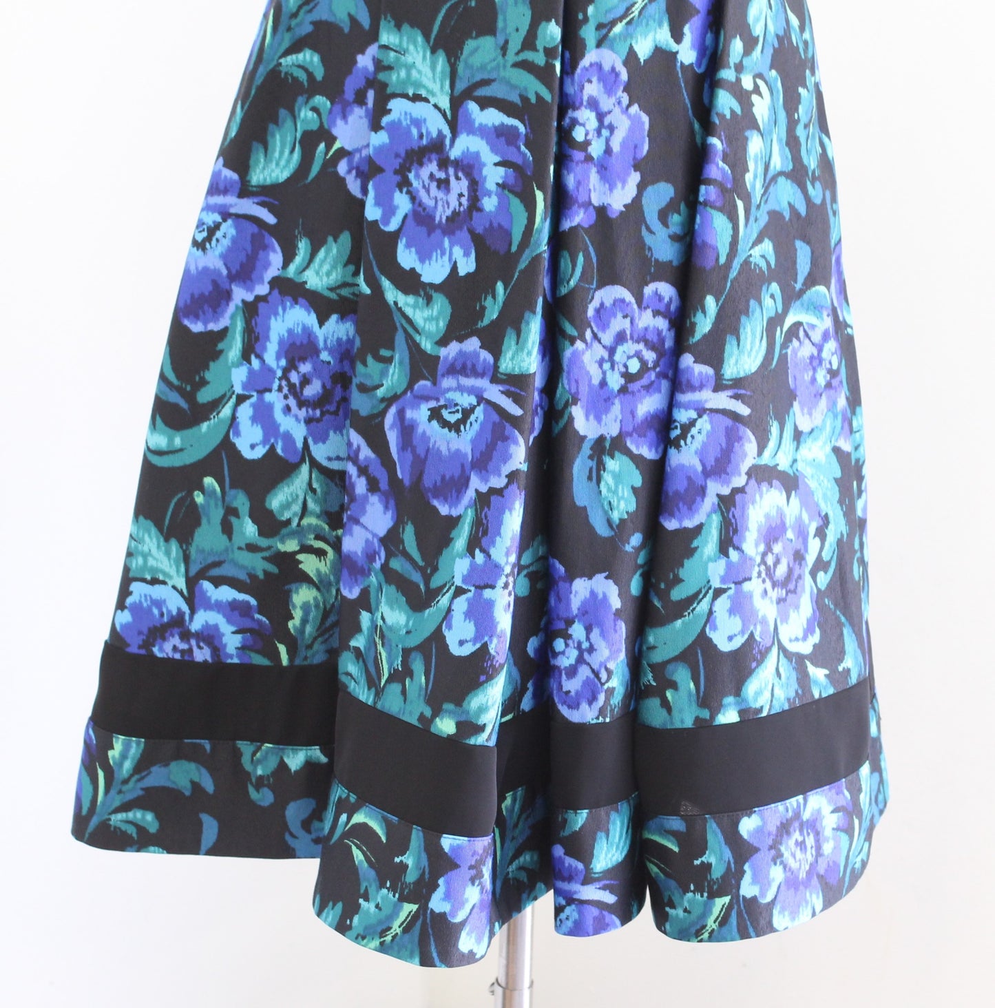 Eliza J Black Blue Floral Print Fit & Flare Mesh Stripe Cocktail Party Dress 10