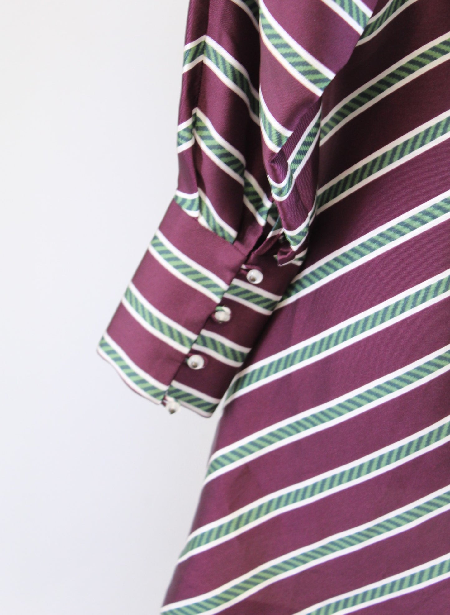 Alexis Tena Burgundy Green Striped Plunge V Neck Long Sleeve Mini Dress Size XS