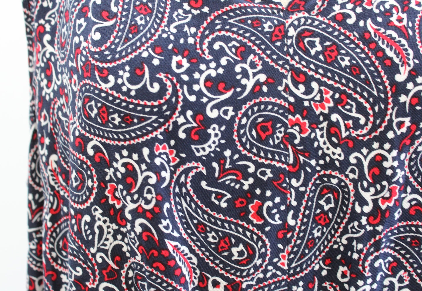 Talbots Navy Blue Red Bandana Paisley Print Sleeveless Casual Dress Size 14