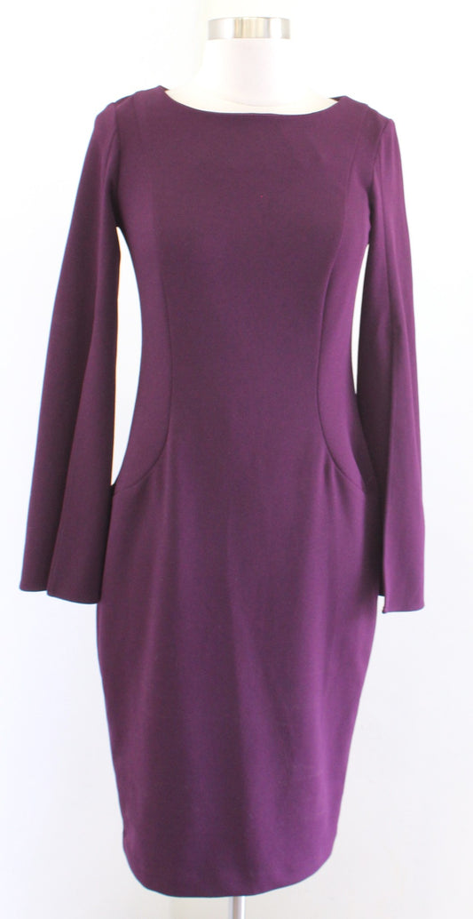 Calvin Klein Wine Purple Split Flare Sleeve Sheath Dress Size 2 Career Cocktail