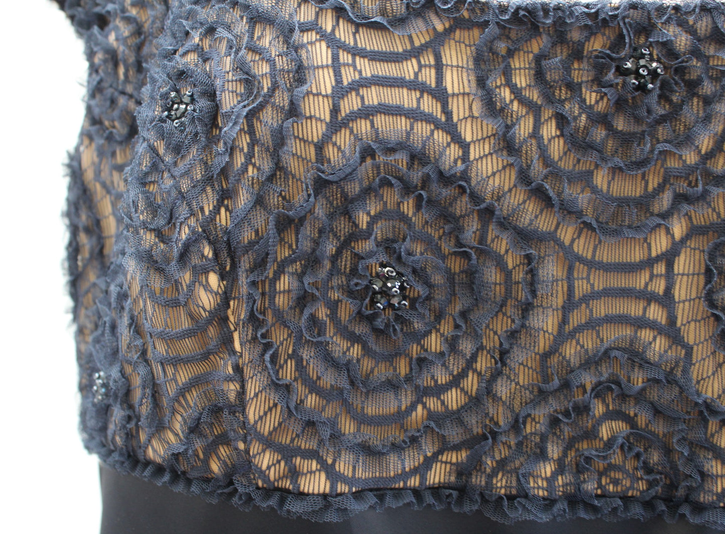 T by Tadashi Shoji Navy Blue Satin Bandage Lace Sheath Dress Size 16 Cocktail