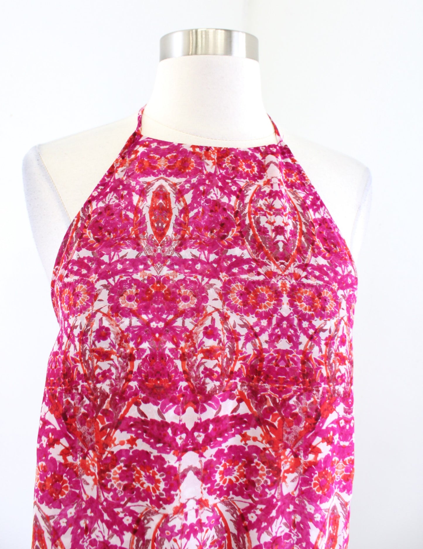 Show Me Your Mumu Hammock Scrunch Halter Mini Dress Size S Pink Multi Open Back