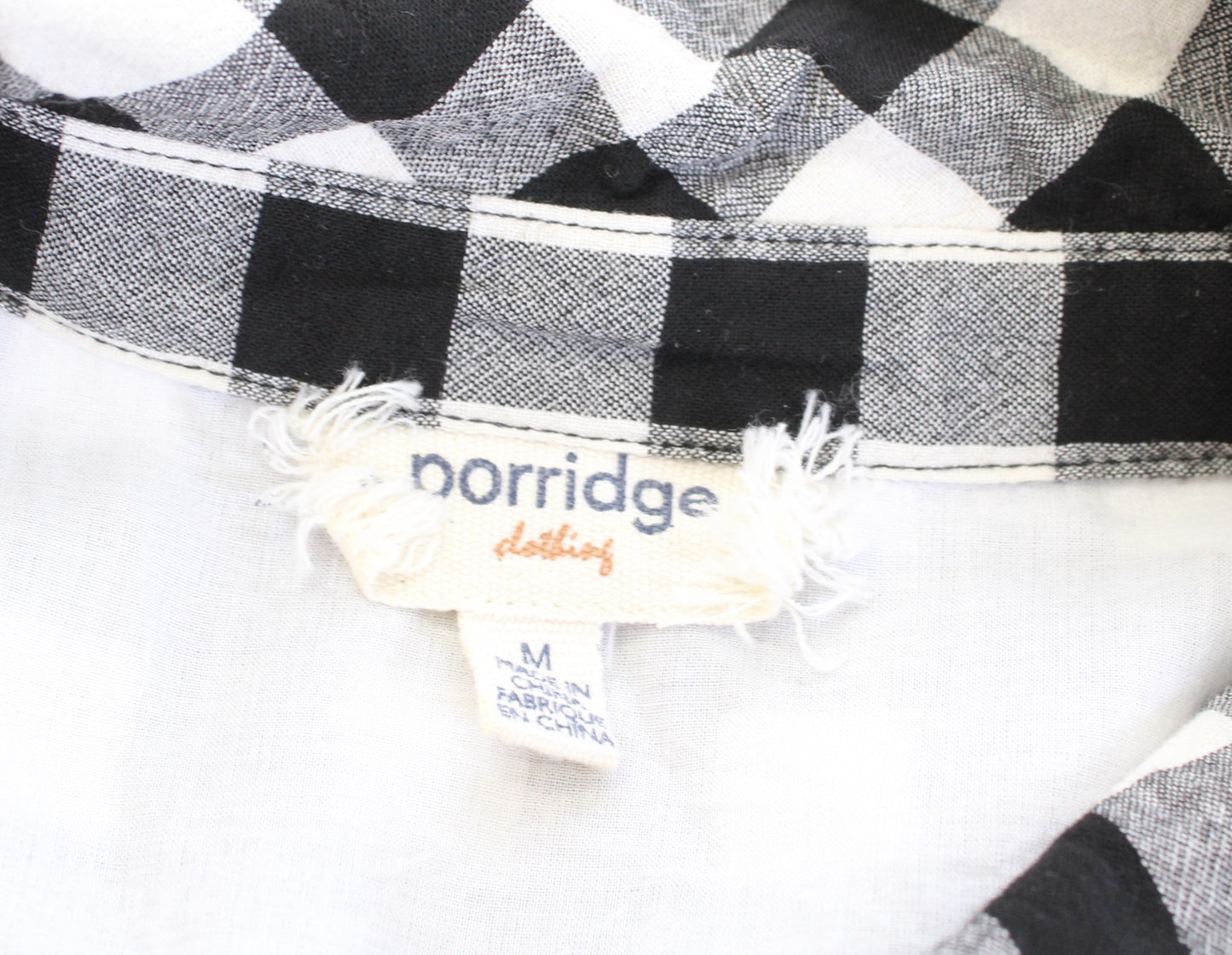 Porridge Anthropologie Dinah Black White Gingham Plaid Shirt Dress Size M