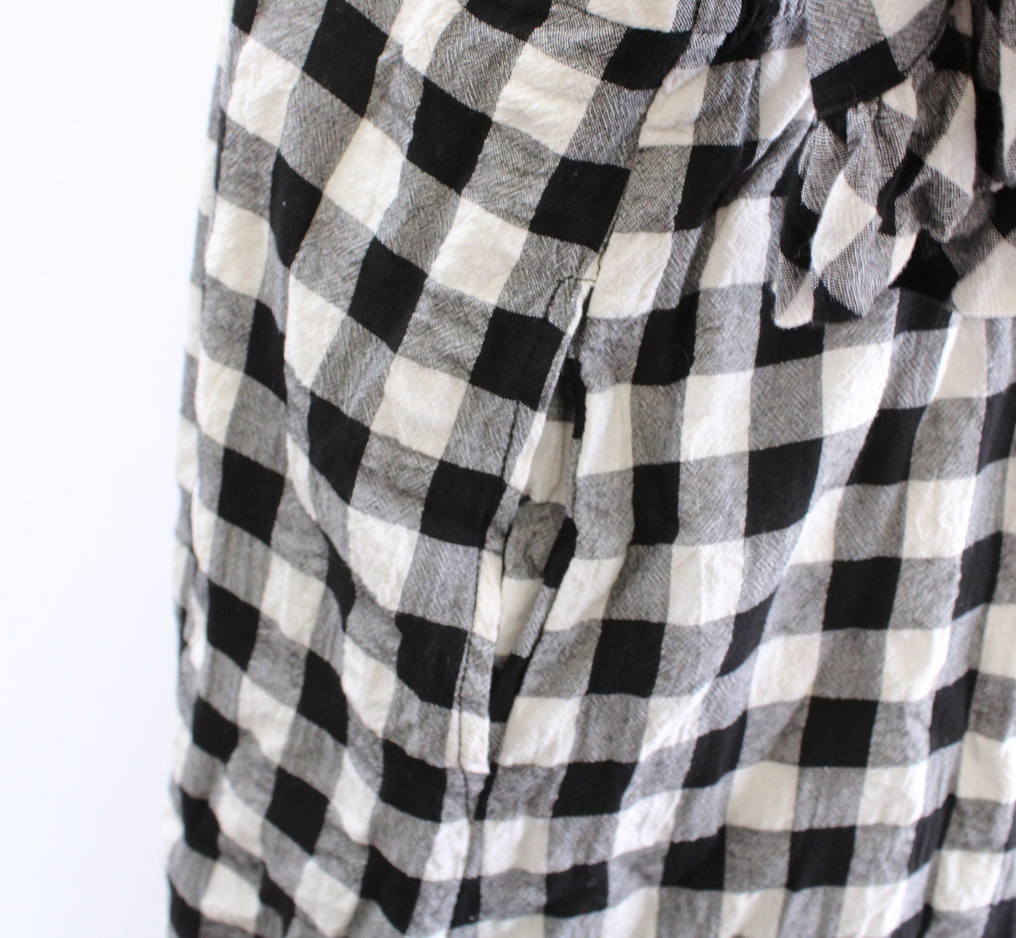 Porridge Anthropologie Dinah Black White Gingham Plaid Shirt Dress Size M