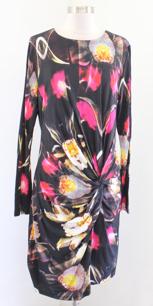 NWT Ted Baker Talala Graphic Floral Print Twist Ruched Jersey Sheath Dress Sz 5