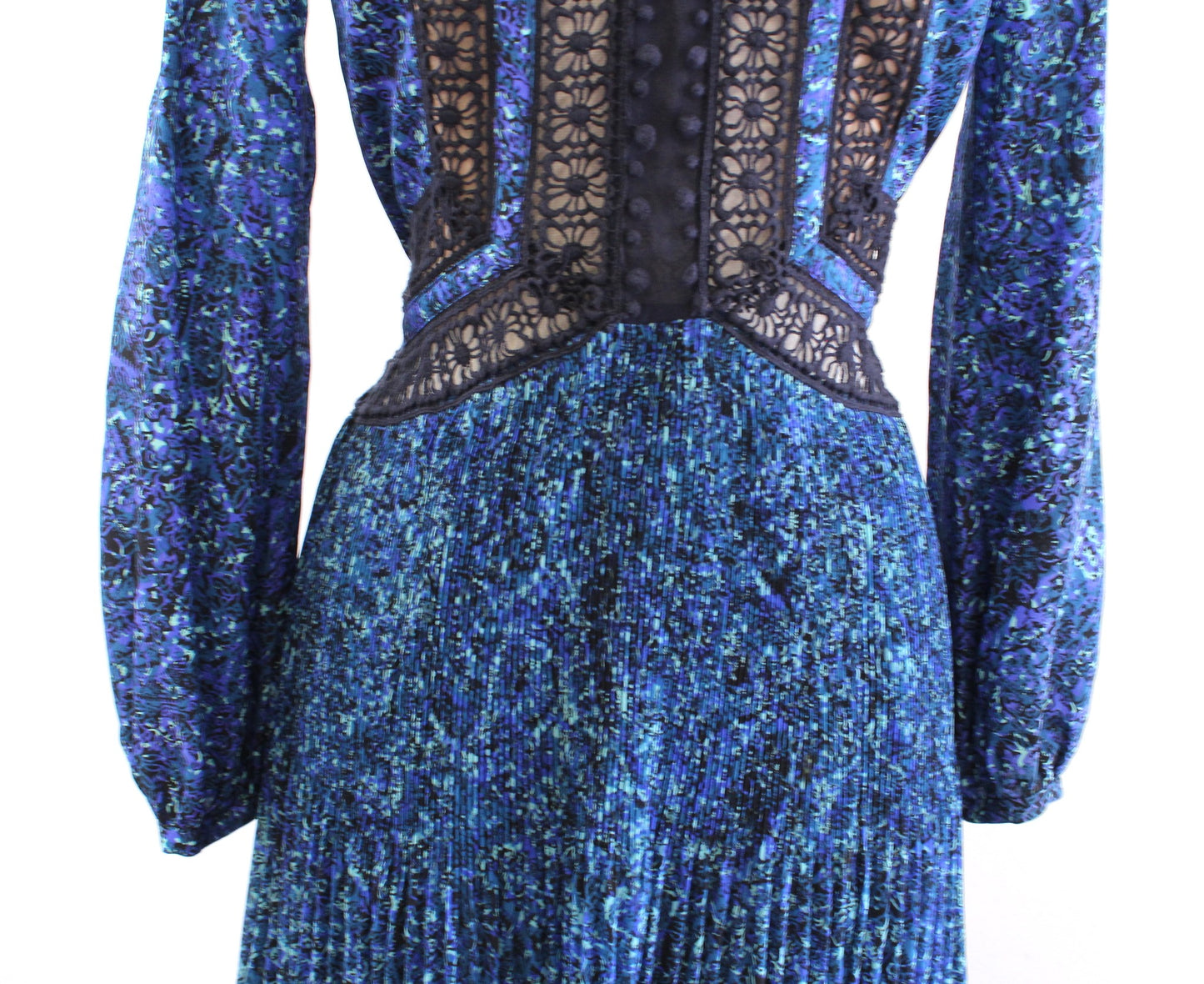 NWT $595 Rebecca Taylor Blue Floral Crochet Lace Cutout Cold Shoulder Dress Sz 0