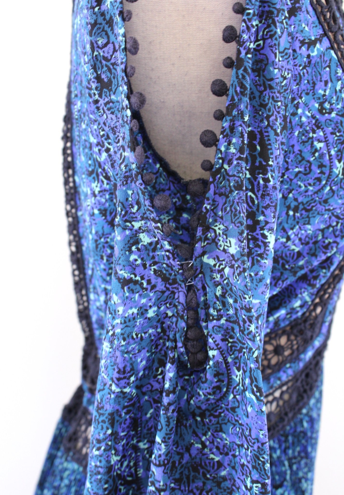 NWT $595 Rebecca Taylor Blue Floral Crochet Lace Cutout Cold Shoulder Dress Sz 0