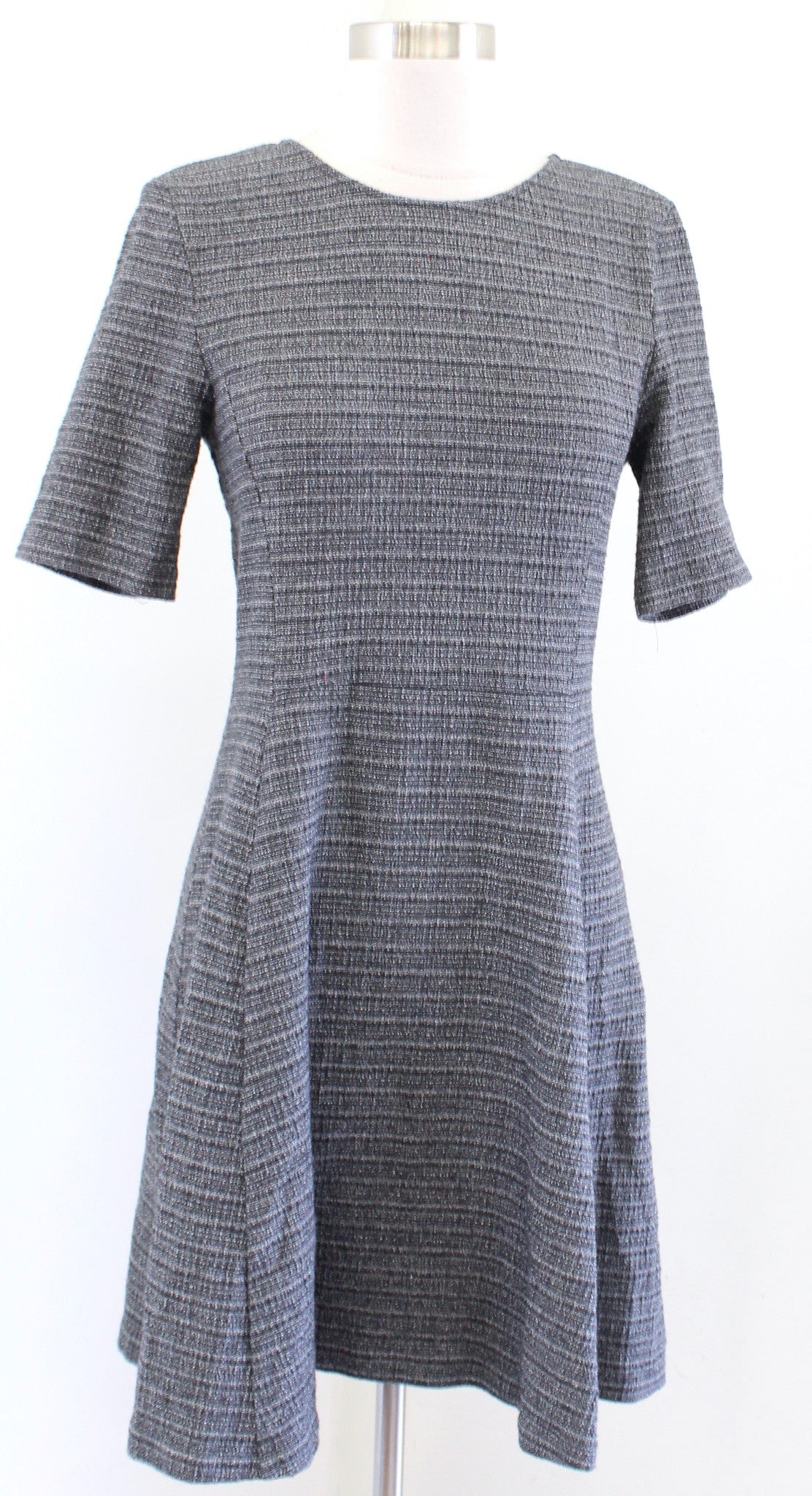 Theory Womens Albita Klarien Gray Tweed Textured Fit and Flare Dress Size 4