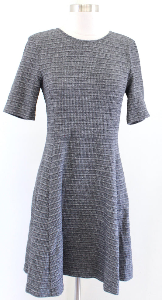Theory Womens Albita Klarien Gray Tweed Textured Fit and Flare Dress Size 4