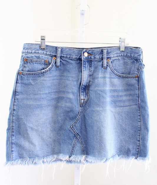 J Crew Jeans Womens Denim Skirt in Birch Wash Size 32 Frayed Hem