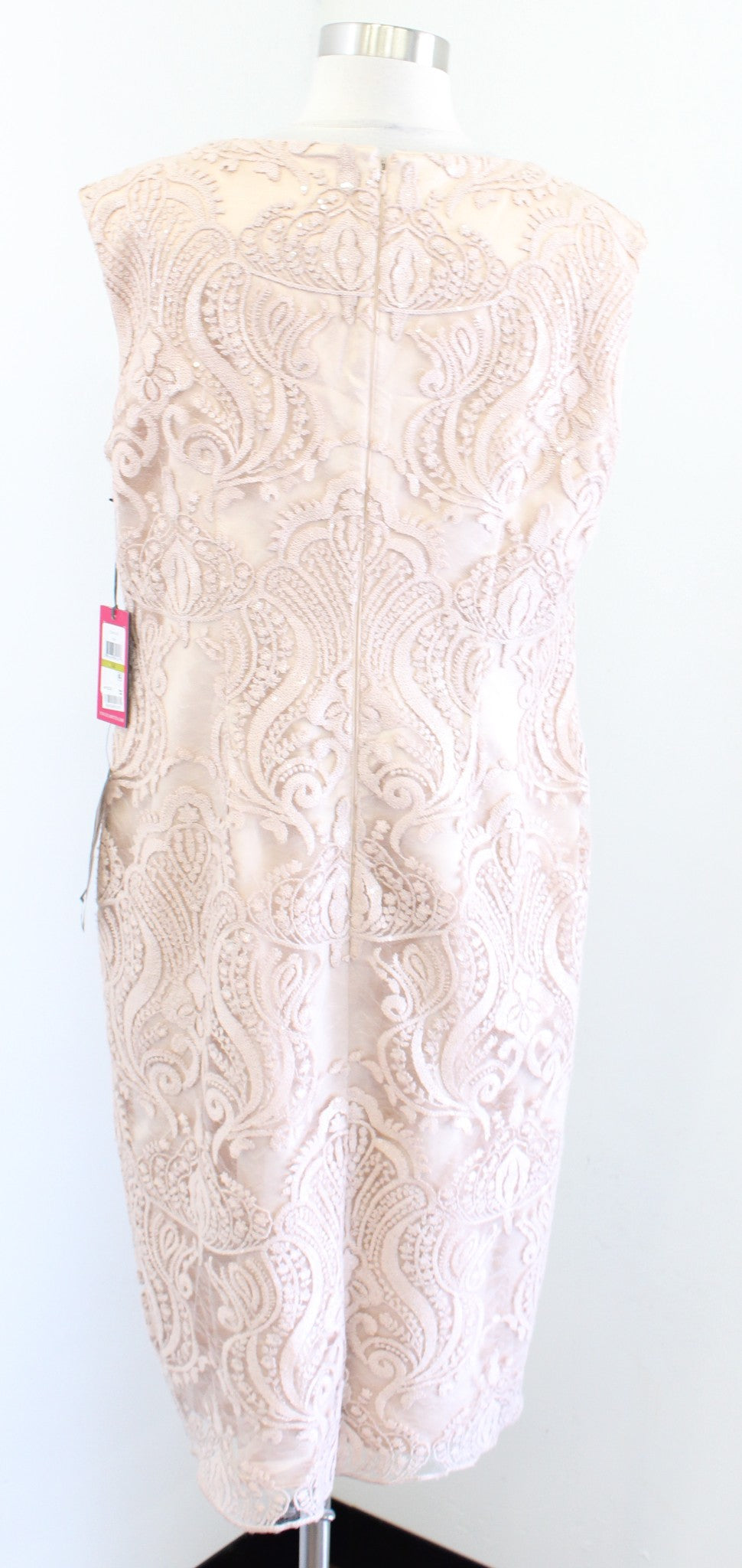 NWT Vince Camuto Champagne Embroidered Sequin Lace Cocktail Party Dress Size 14