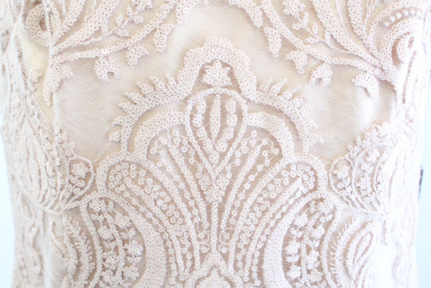 NWT Vince Camuto Champagne Embroidered Sequin Lace Cocktail Party Dress Size 14