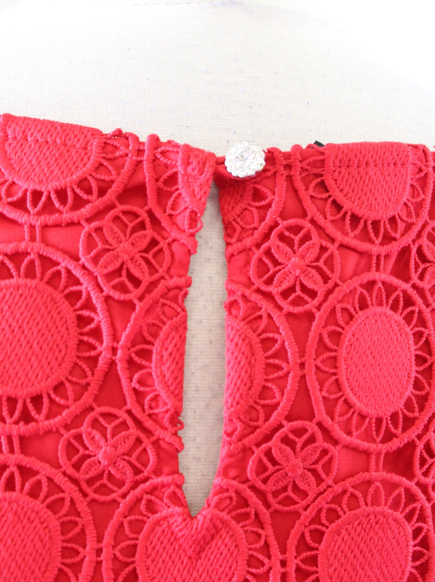 Talbots Womens Plus Red Scalloped Medallion Textured Top Blouse Size 2x