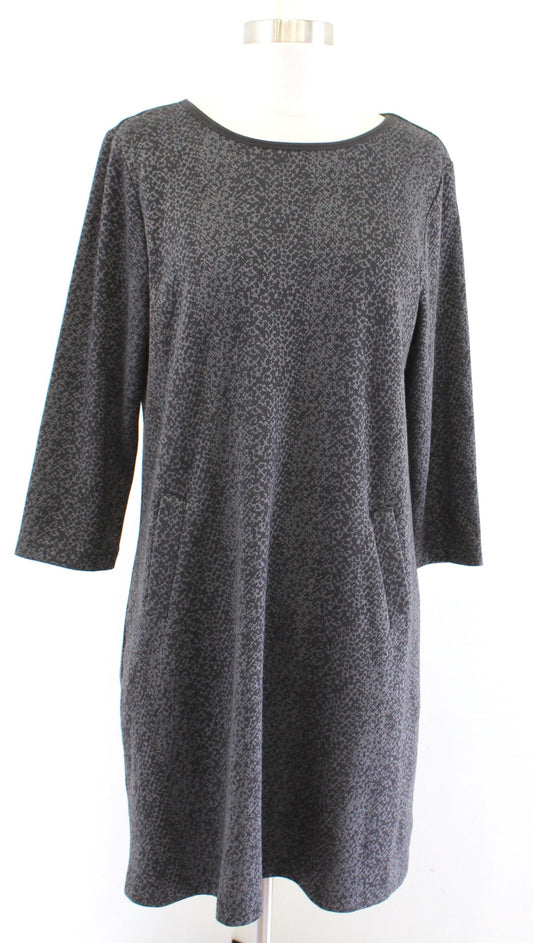 Tyler Boe Womens Black Charcoal Gray Snakeskin Print Knit Shift Dress Size L