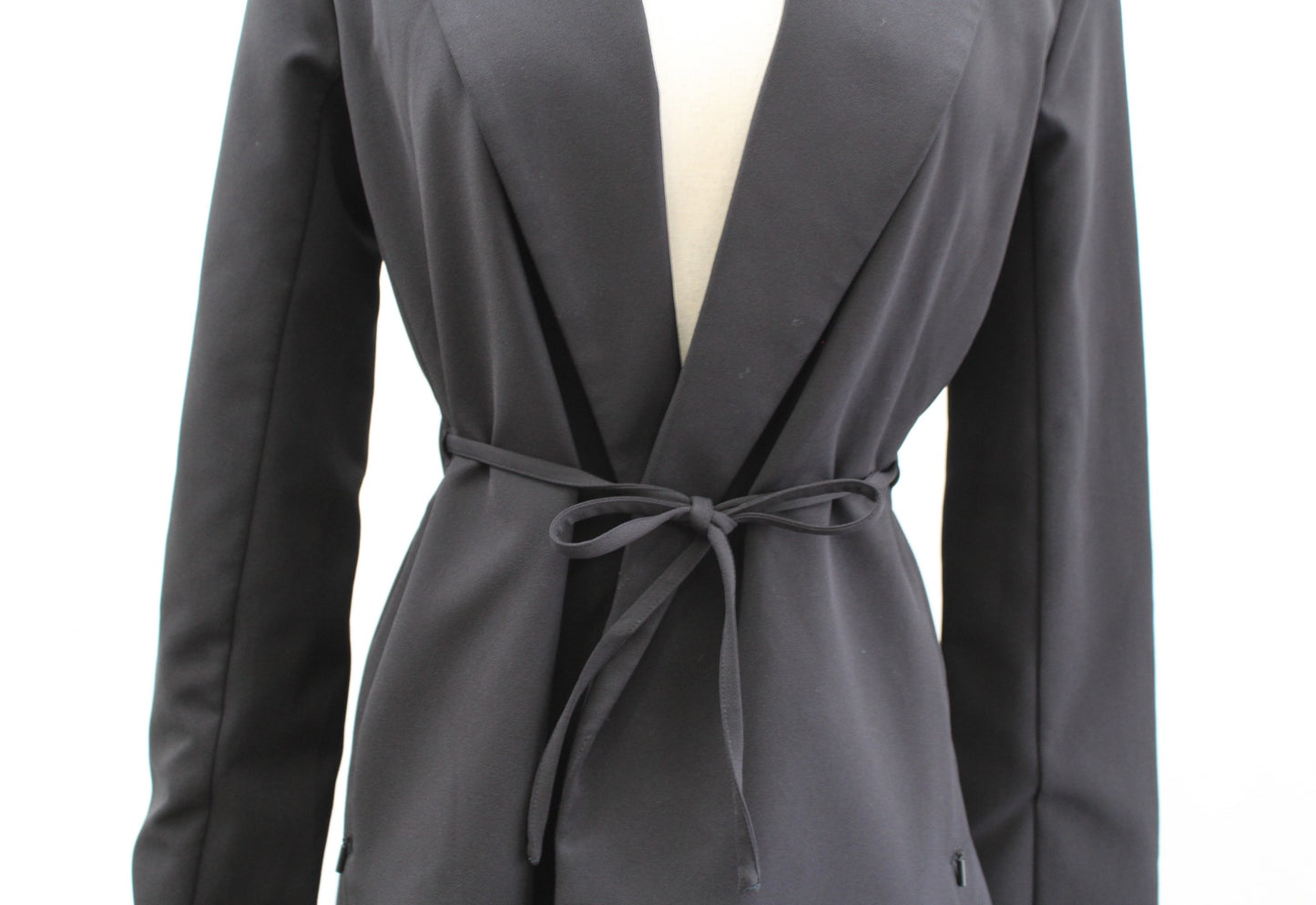 Athleta Solid Black Endless Permatwill Blazer Size 0 Cinched Tie Waist Jacket