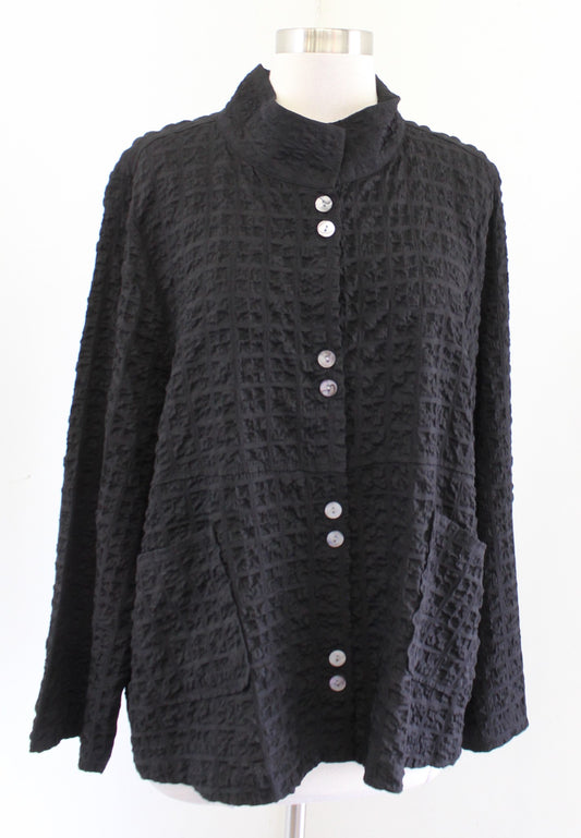 Habitat Clothes To Live in Black Textured Puckered Swing Jacket / Shirt Size XL