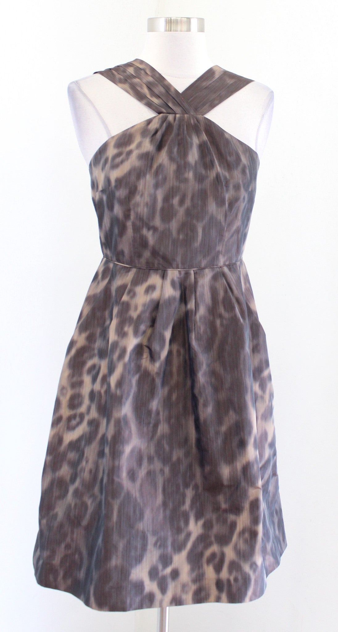 Banana Republic Leopard Print Halter Neck Fit and Flare Dress Size 2 Brown