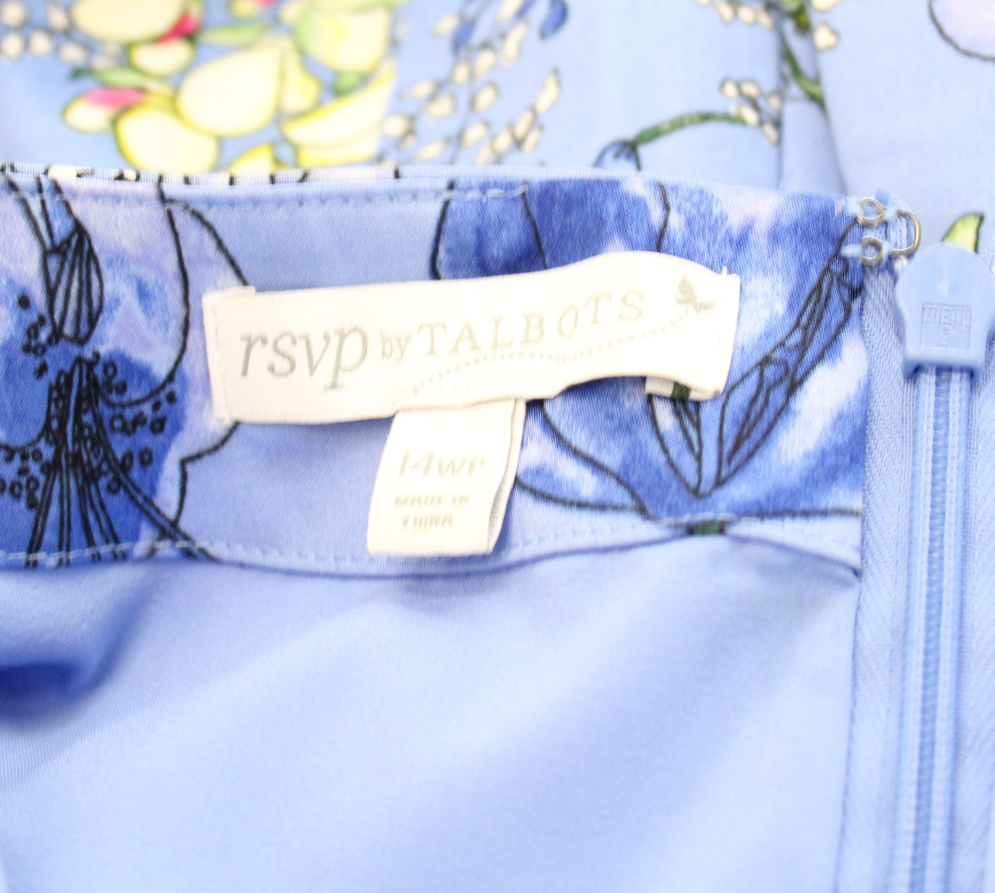 Talbots RSVP Periwinkle Floral Scalloped Trim Fit and Flare Dress Size 14WP