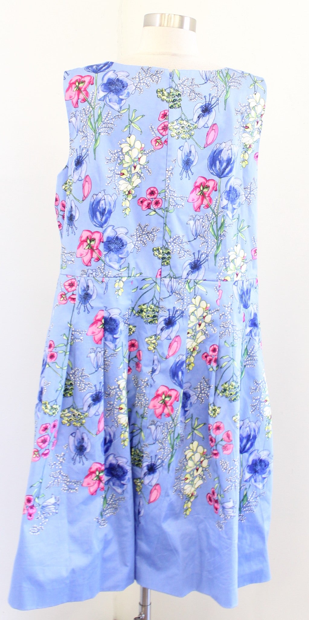 Talbots RSVP Periwinkle Floral Scalloped Trim Fit and Flare Dress Size 14WP