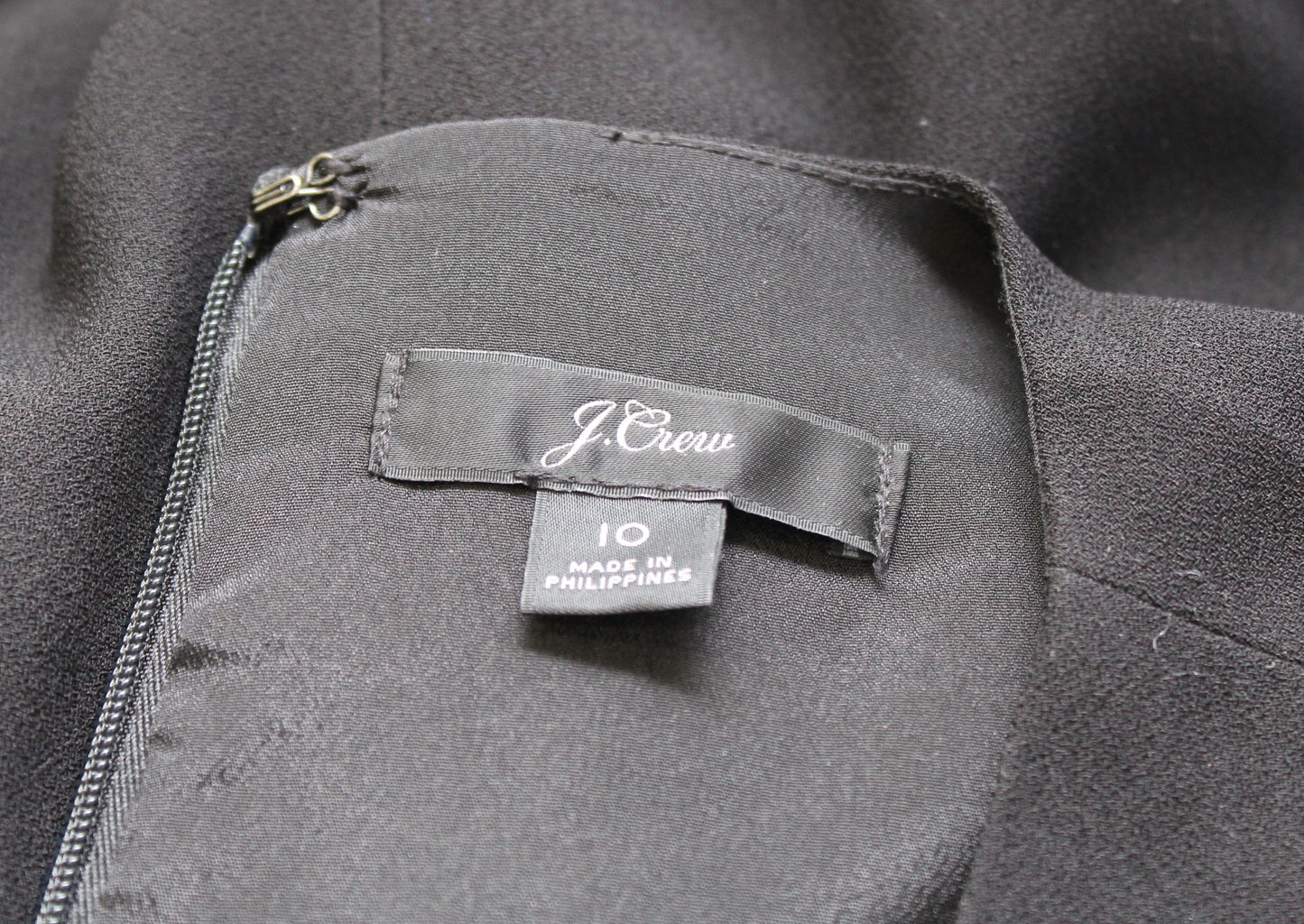 J Crew Solid Black Long Sleeve Button Cuff Accent Dress in 365 Crepe Size 10