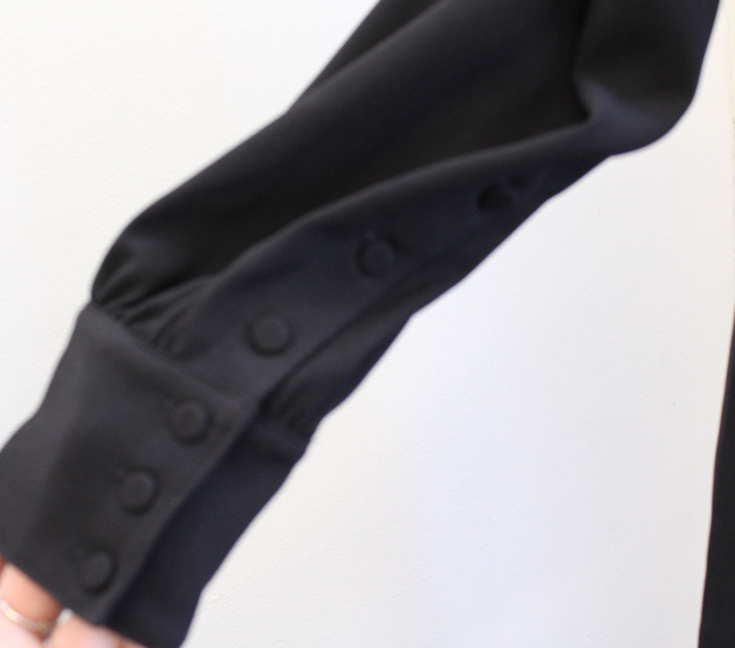 J Crew Solid Black Long Sleeve Button Cuff Accent Dress in 365 Crepe Size 10