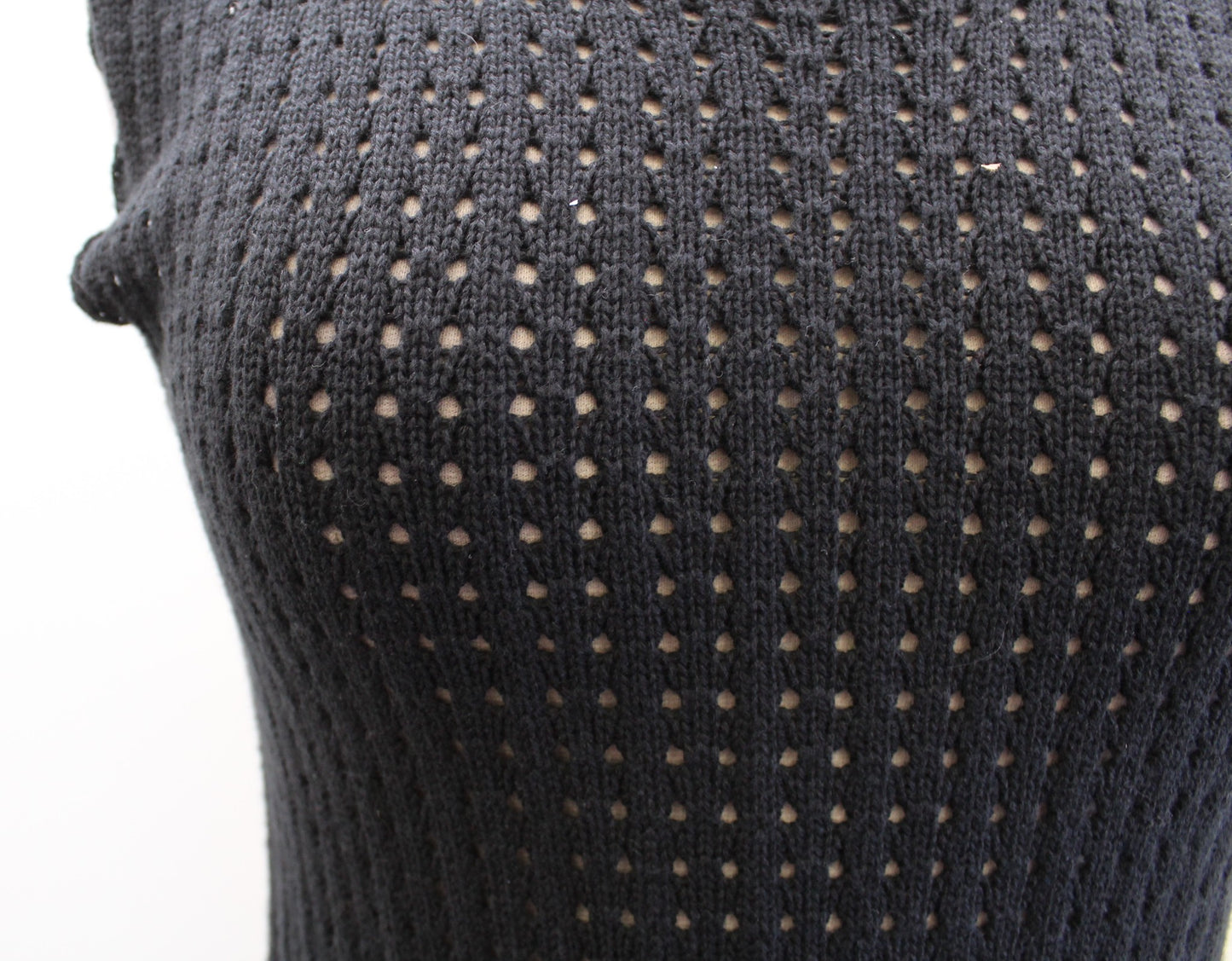 J Crew Black Crochet Open Knit Midi Dress Swimsuit Cover Up Size XS Scalloped