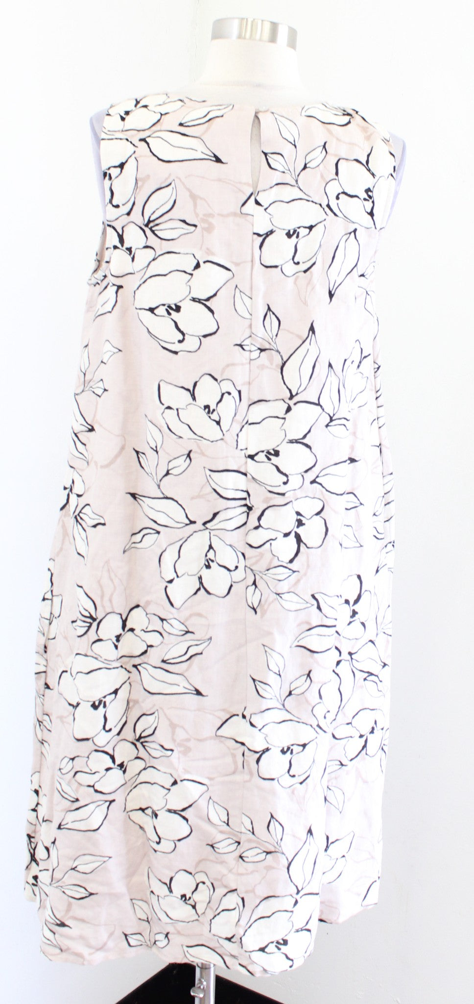 NWT J Jill Taupe Tan Cream Floral Linen Blend Dress Size M Tall MT Sleeveless