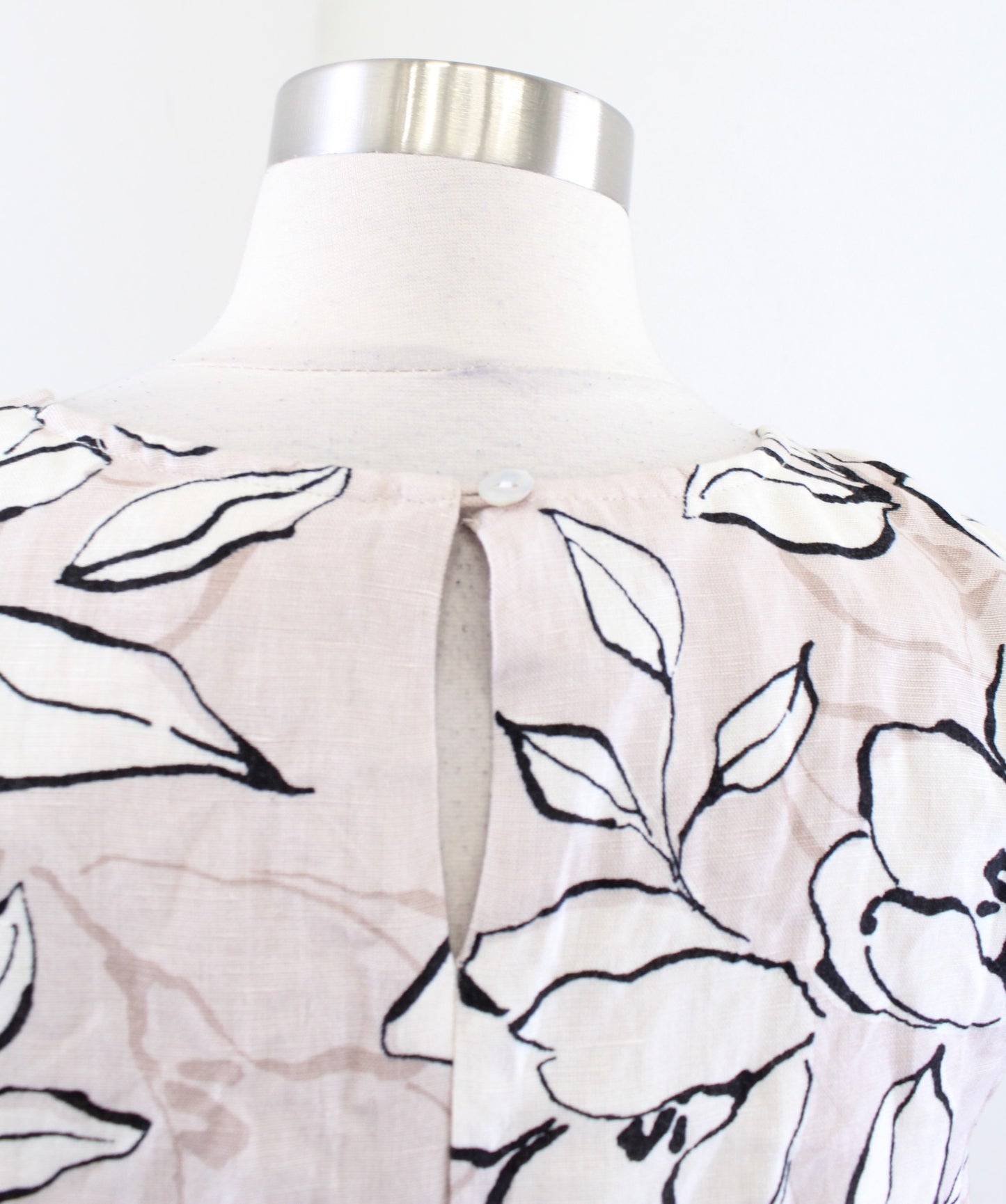 NWT J Jill Taupe Tan Cream Floral Linen Blend Dress Size M Tall MT Sleeveless