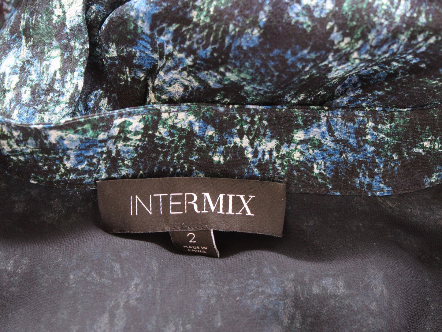 Intermix Black Blue Python Snakeskin Print Silk Chiffon Dress Size 2 Ruffle Hem