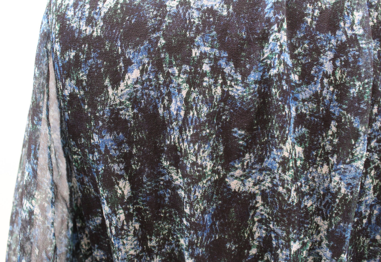 Intermix Black Blue Python Snakeskin Print Silk Chiffon Dress Size 2 Ruffle Hem