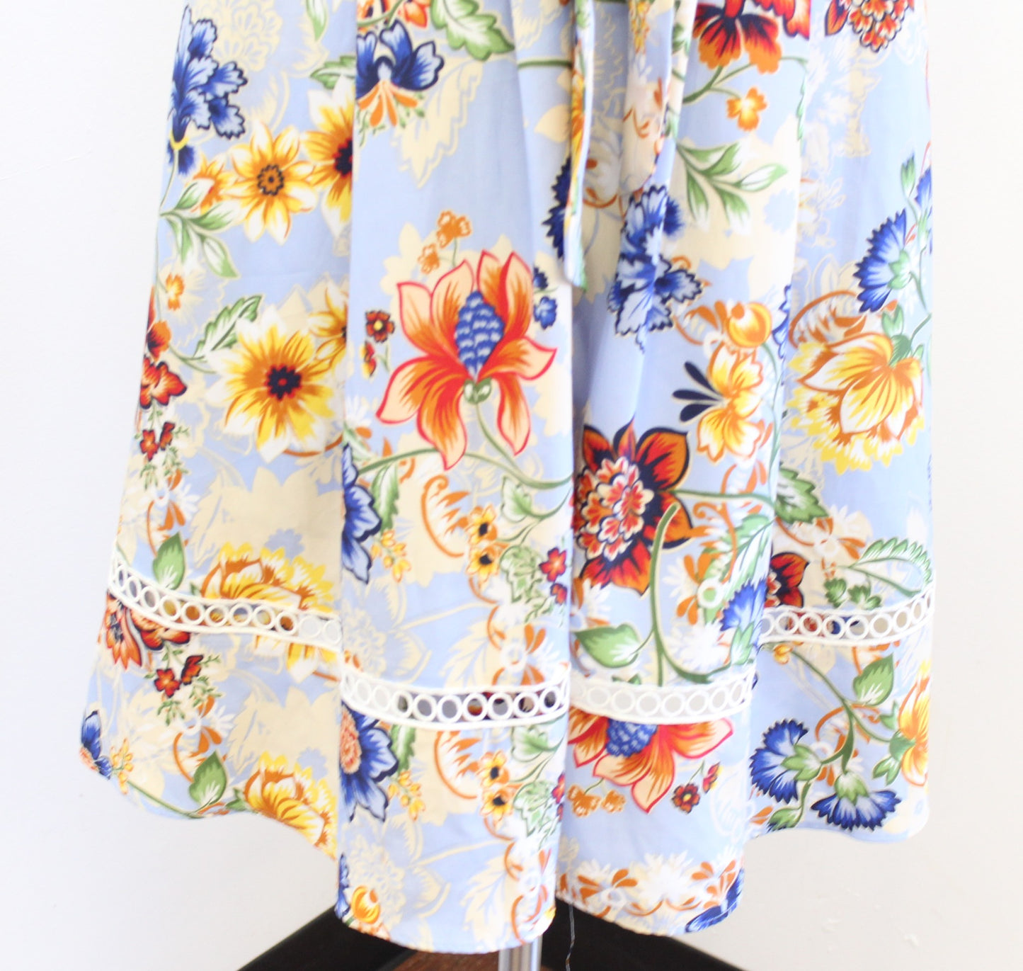 Tahari ASL Levine Blue Floral Flutter Sleeve Tie Waist Shirt Dress Size 2 Spring
