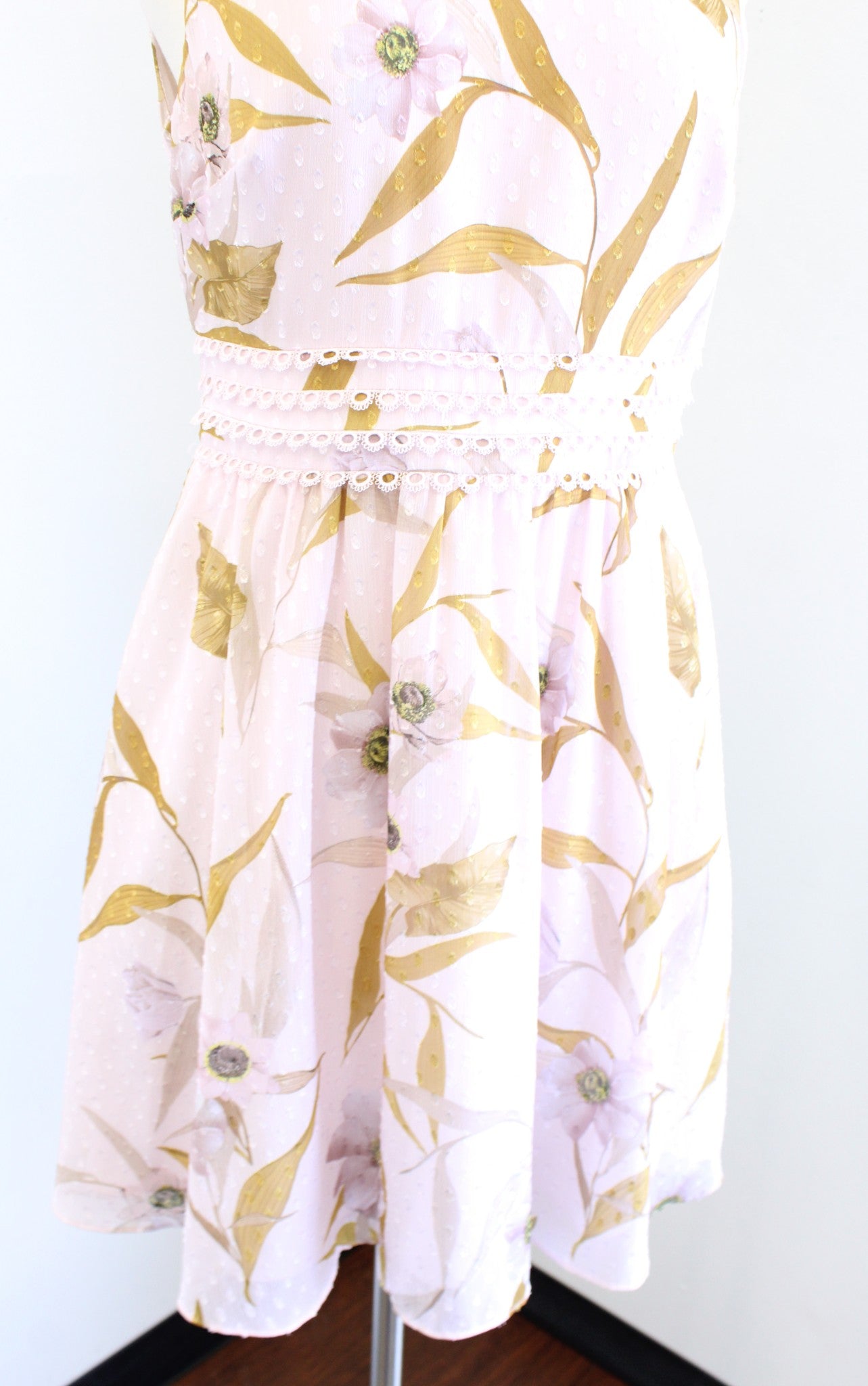 NWT $295 Ted Baker Rontie Blush Pink Floral Skater Fit and Flare Dress Size 2