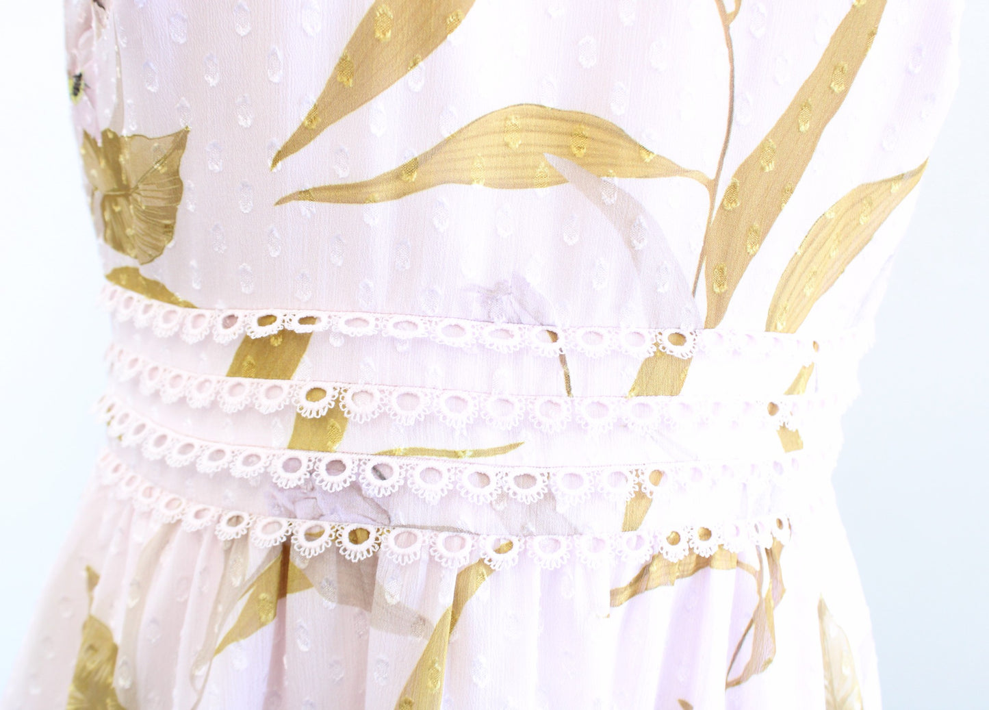 NWT $295 Ted Baker Rontie Blush Pink Floral Skater Fit and Flare Dress Size 2