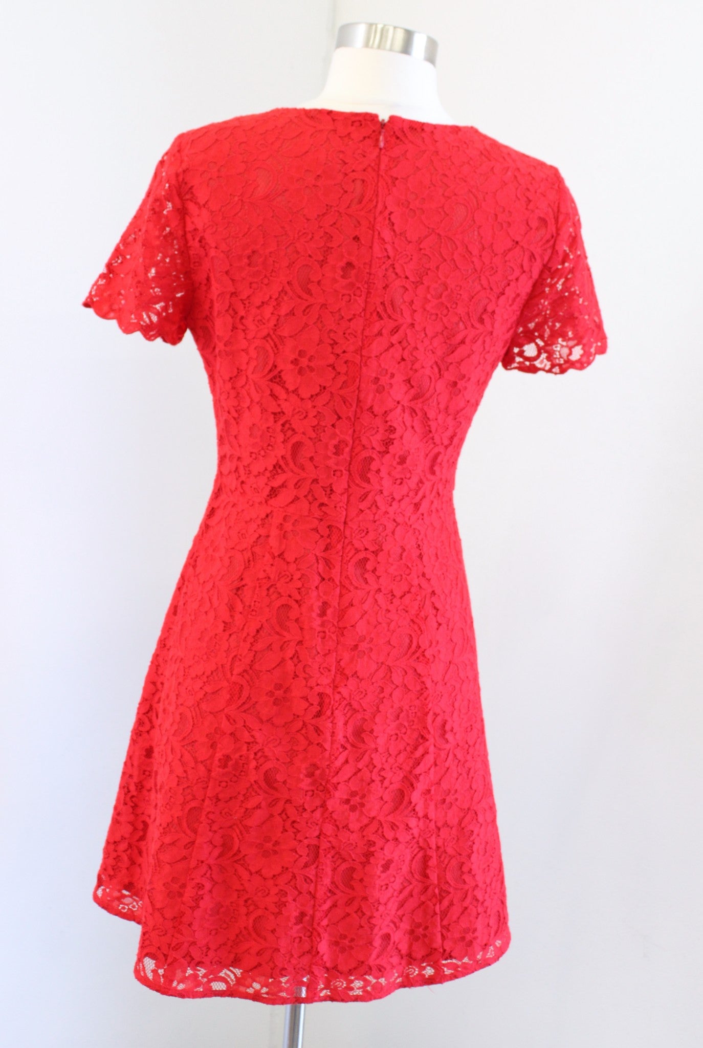 NWT $128 J Crew Factory Red Short Sleeve Fit and Flare Lace Dress Sz 2 Cocktail