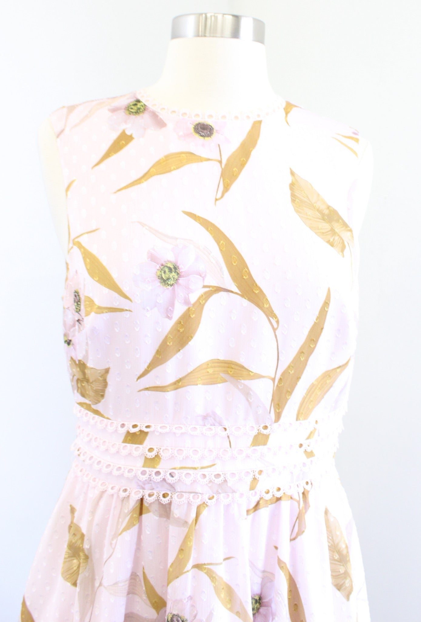 NWT $295 Ted Baker Rontie Blush Pink Floral Skater Fit and Flare Dress Size 2