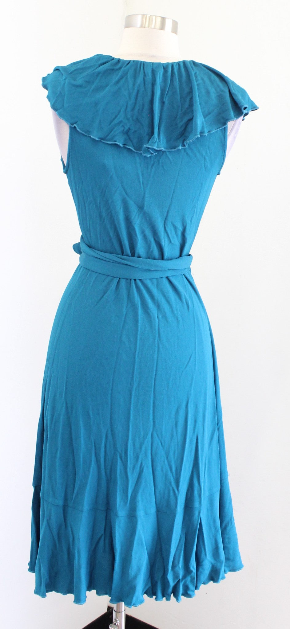 NWT Diane Von Furstenberg Malloricita Teal Blue Ruffle Jersey Wrap Dress Size 0