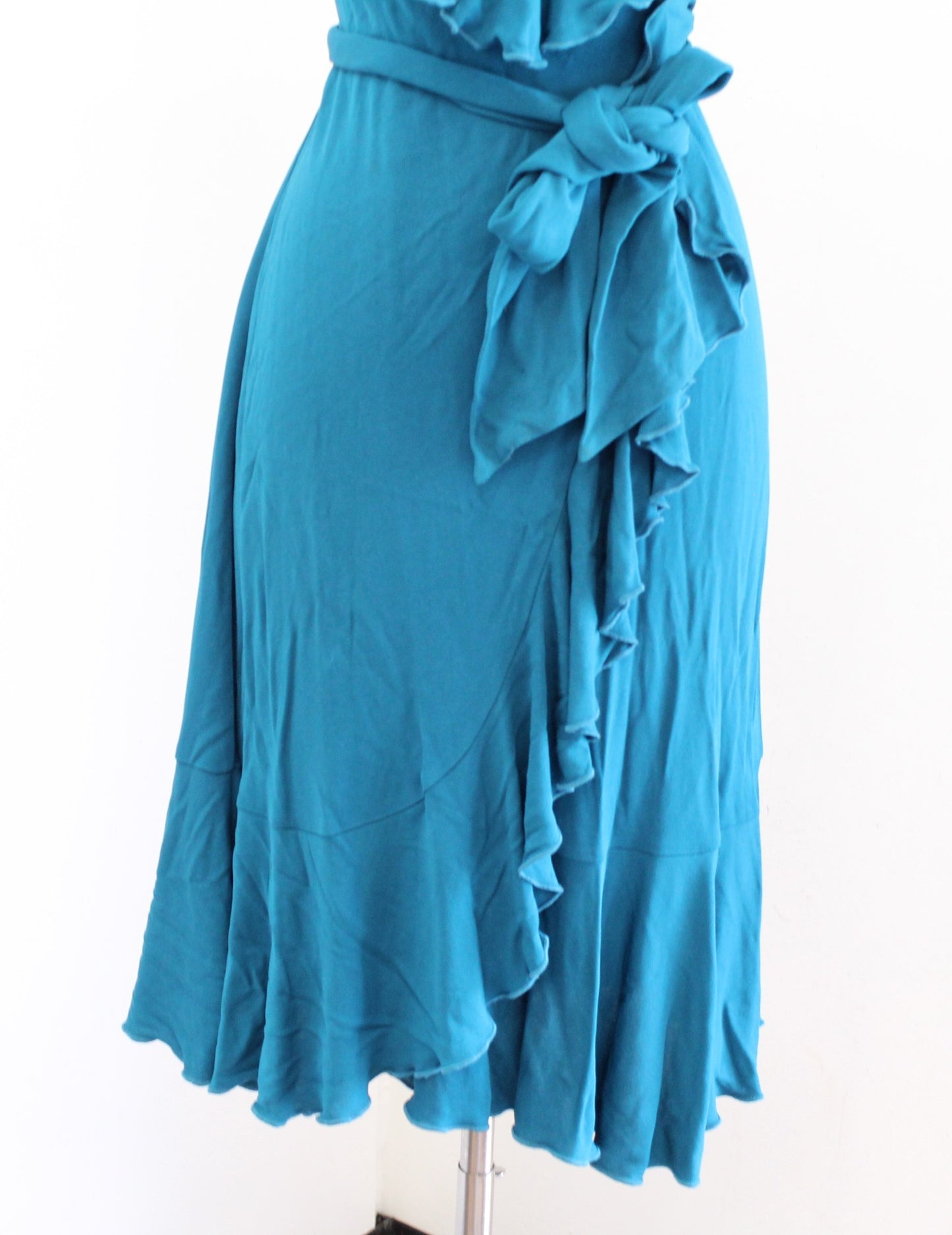 NWT Diane Von Furstenberg Malloricita Teal Blue Ruffle Jersey Wrap Dress Size 0