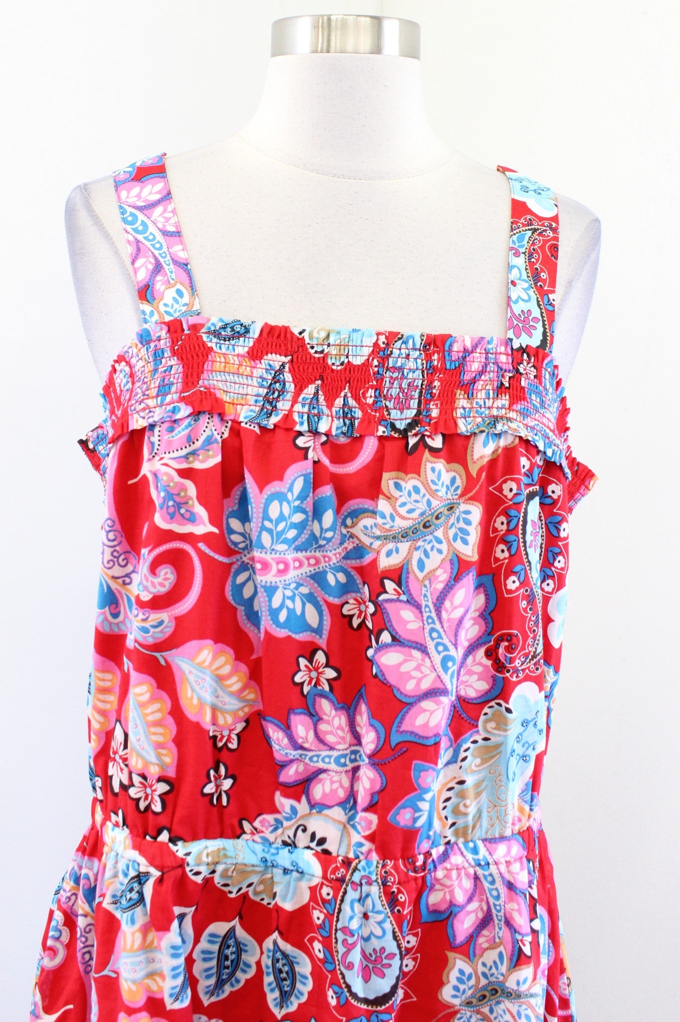 NWT Talbots Fantastic Paisley Print Fit and Flare Midi Dress Size 16 Casual Red