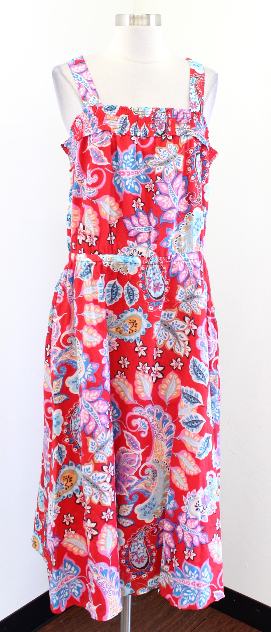 NWT Talbots Fantastic Paisley Print Fit and Flare Midi Dress Size 16 Casual Red