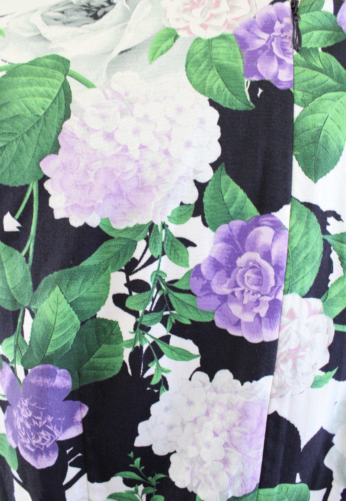 Talbots x Oprah Floral Hydrangea Fit and Flare Dress Size 8 Black Purple Green