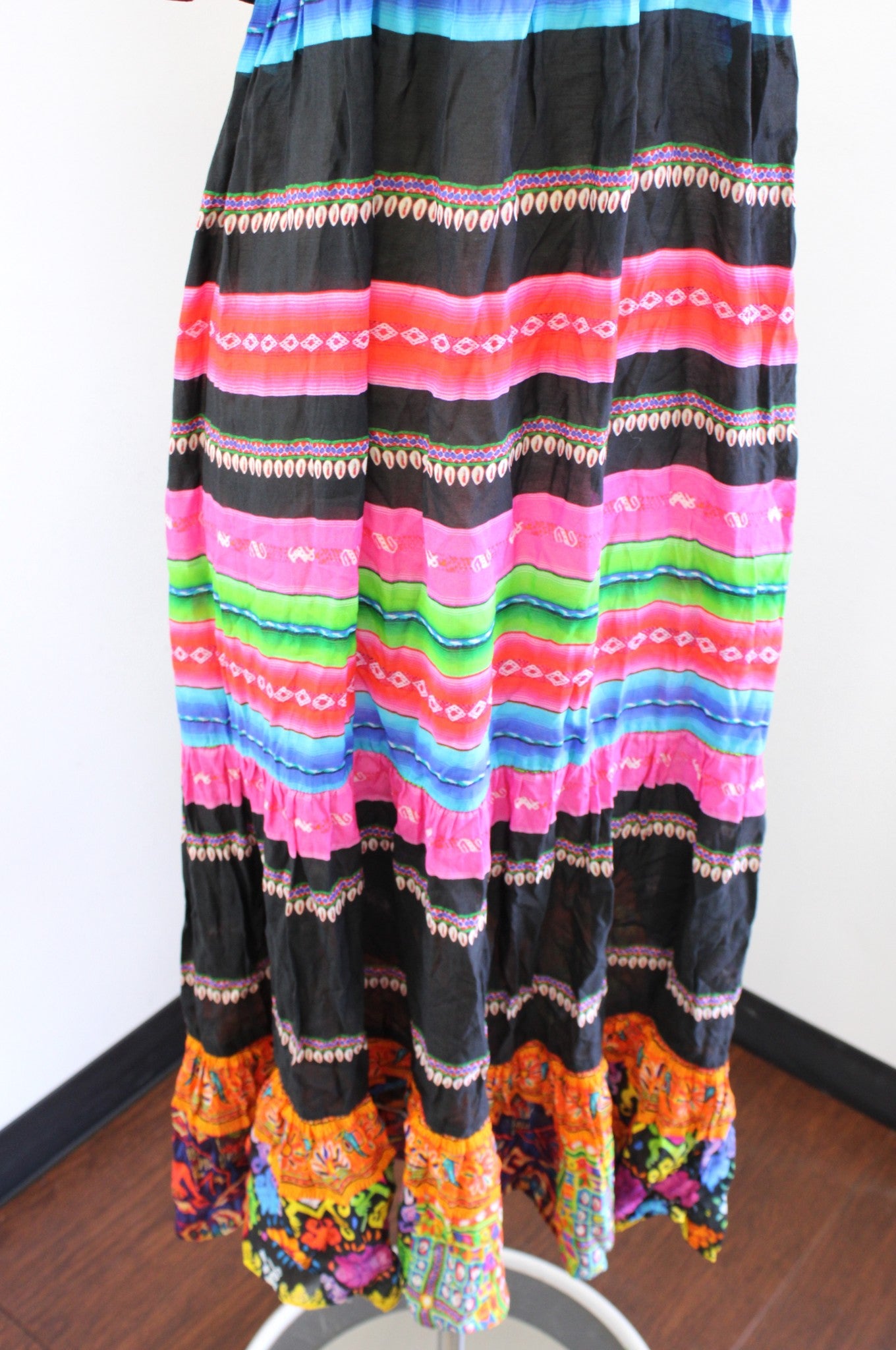 Ruby Yaya Colorful Striped Strapless Flounce Maxi Dress Size S Geometric