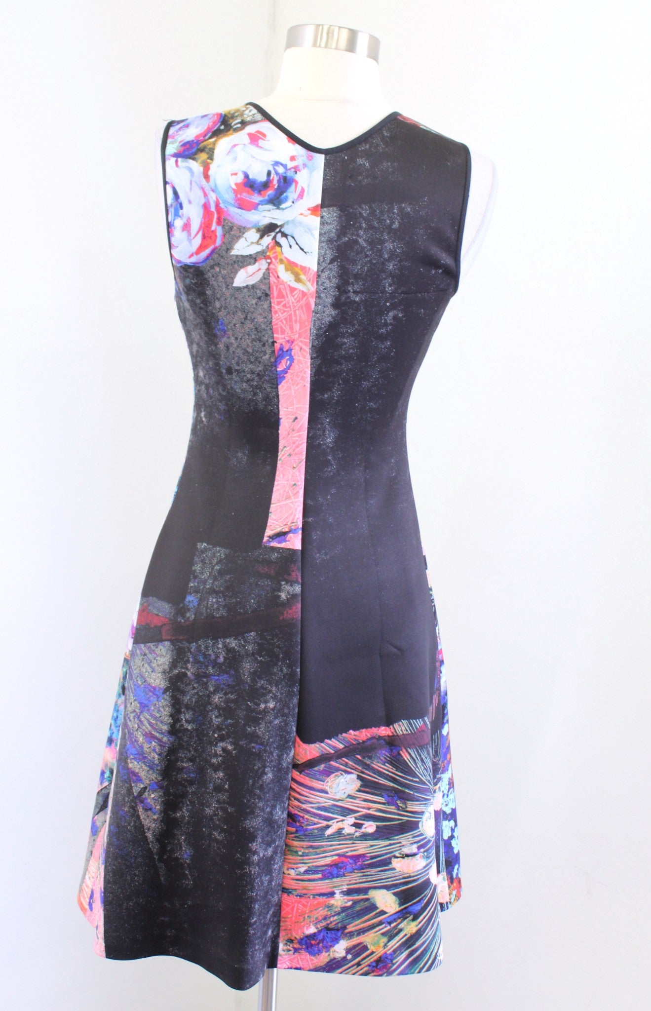 Clover Canyon Abstract Distressed Floral Print A Line V Neck Sleeveless Dress XS