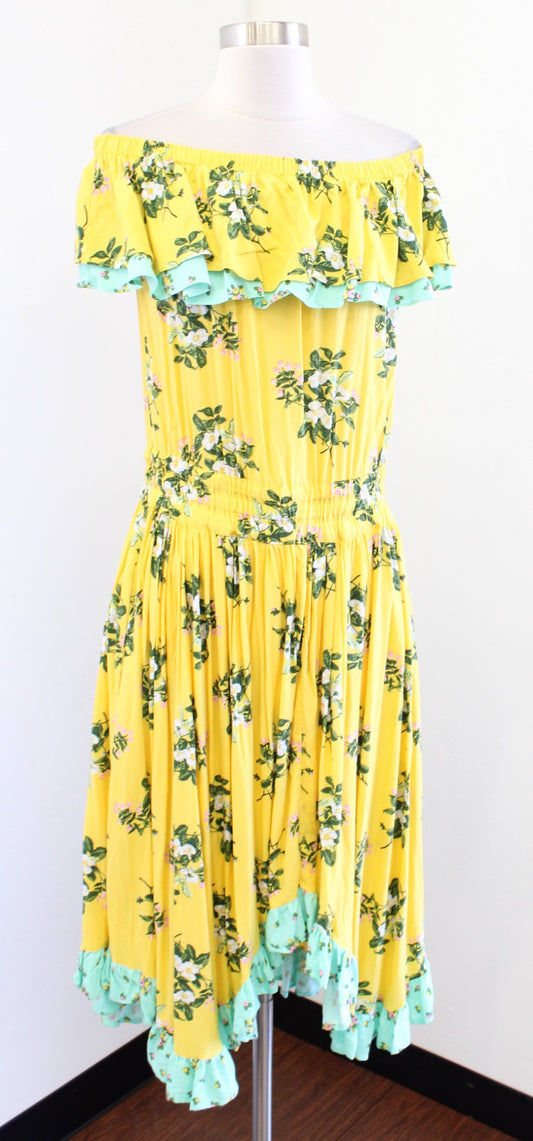 NWT Matilda Jane Hooked on a Feeling Yellow Off the Shoulder Floral Dress Size M